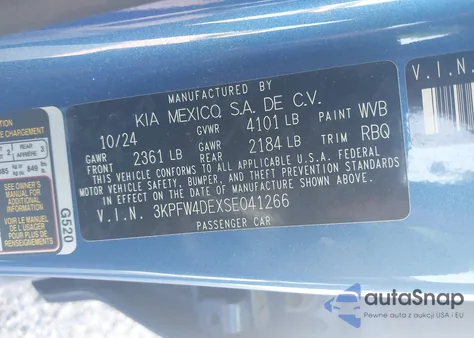2025 Kia K4 Gt-Line from USA, damaged, VIN 3KPFW4DEXSE041266